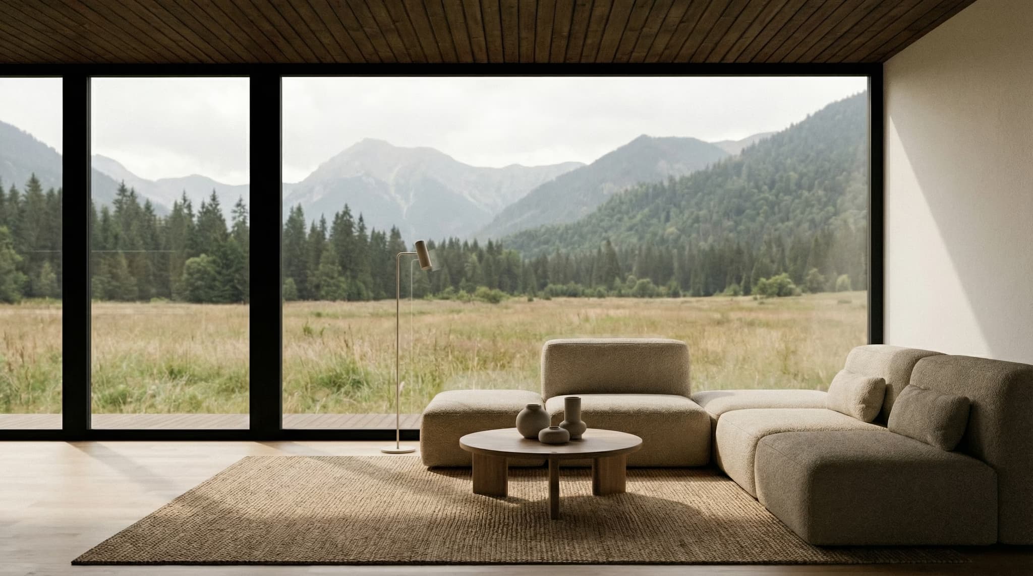 Moon Cabin interior with panoramic window